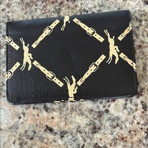 Longchamp Paris France Black and Cream Card Holder